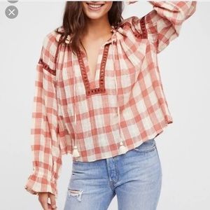 Free People Honey Grove Knit Blouse Top